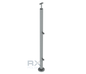 Столбик 42,4мм с 2 ригелями на трубу 12мм, AISI 316, ШЛИФ