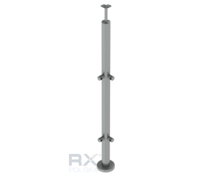 Столбик 42,4мм с 2 ригелями угловой на трубу 16мм, AISI 316, ШЛИФ