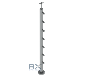 Столбик 42,4мм с 7 ригелями на трубу 16мм, AISI 316, ШЛИФ